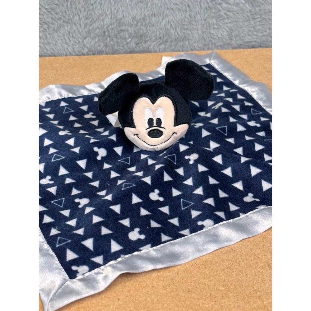 Disney Baby Mickey Mouse Navy‎ Blue Triangle Satin Trim Security Blanket Lovey